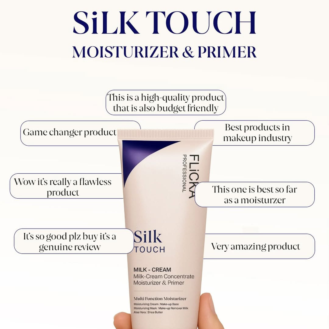 Flicka Silk Touch 3 in 1 Moisturizer and Primer for Face | Long-Lasting, Flawless and Dewy Makeup Base | Pore Minimizer | All Skin Types