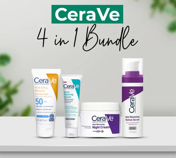 CeraVe 4-in-1 Skincare Kit: Night Cream, Sunblock, Cleanser & Serum for Radiant Skin